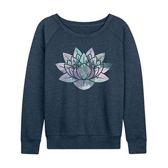 Women's Watercolor Lotus French Terry Long Sleeve Tee