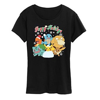 Women's Pokemon Happy Holidays Tee