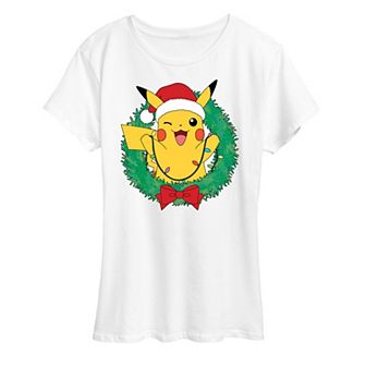 Women's Pokemon Pikachu Lights Wreath Tee