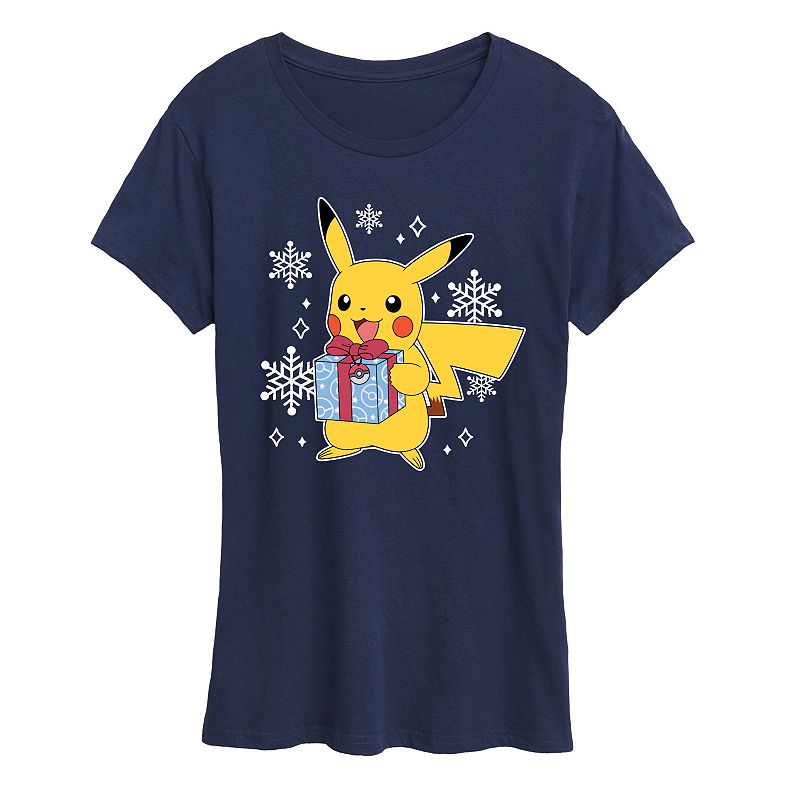 Women’s Pokemon Pika Presents Tee, Girl’s, Size: XL, Blue