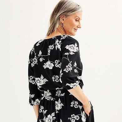 Women's Croft & Barrow® Shirred Neck Blouse