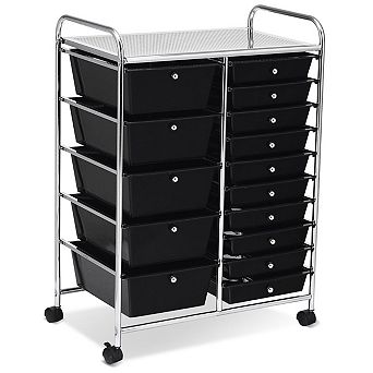 15 Drawer Rolling Storage Cart with Wheels Multi Drawer Organizer for Home Office