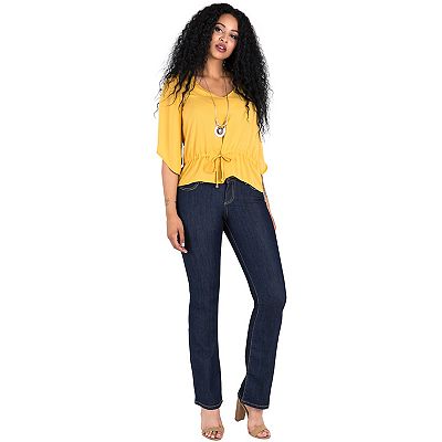Women's Curvy Fit Stretch Denim Basic Slim Bootcut Jeans
