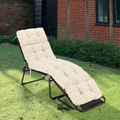 Outdoor Lounge Chaise Cushion with String Ties for Garden Poolside