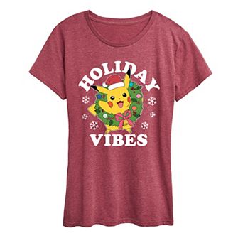Women's Pokemon Pikachu Holiday Vibes Tee