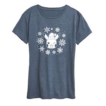 Women's Pokemon Pikachu Snowflakes Tee