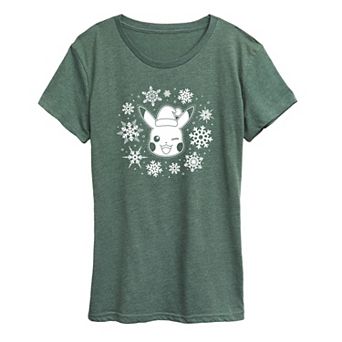 Women's Pokemon Pikachu Snowflakes Tee