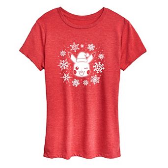 Women's Pokemon Pikachu Snowflakes Tee