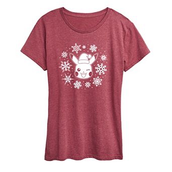 Women's Pokemon Pikachu Snowflakes Tee