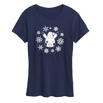 Women's Pokemon Pikachu Snowflakes Tee