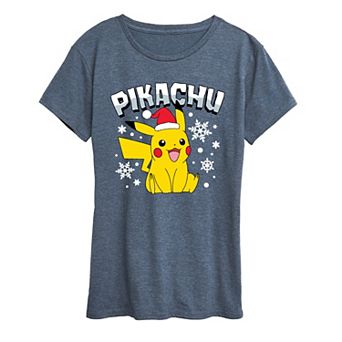Women's Pokemon Pikachu With Santa Hat Graphic Tee