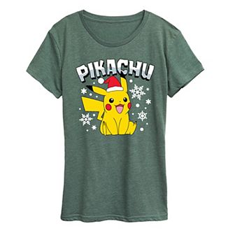 Women's Pokemon Pikachu With Santa Hat Graphic Tee