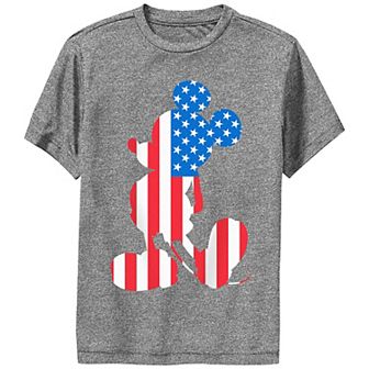 Disney's Mickey Mouse Boys 8-20 USA Flag Filled Silhouette Performance Tee