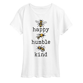 Women's Bee Happy Bee Humble Bee Kind Graphic Tee