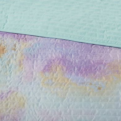 Intelligent Design Karissa Watercolor Tie Dye Printed Quilt Set with Throw Pillow