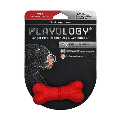 Playology Dual Layer Bone Beef Dog Toy