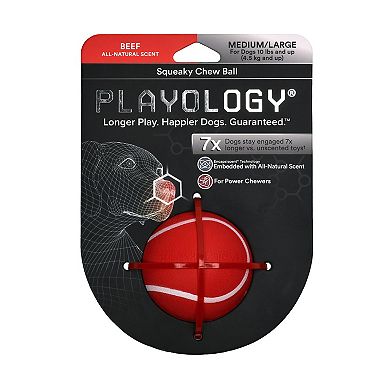 Playology Squeaky Chew Ball Beef Dog Toy