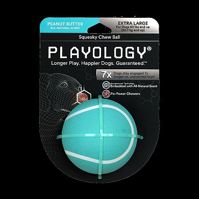 Playology Squeaky Chew Ball Peanut Butter Dog Toy