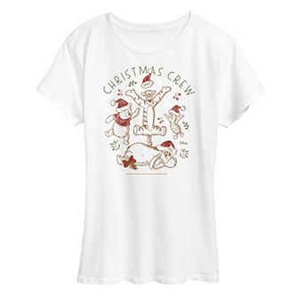 Disney's Winnie The Pooh Women's Christmas Crew Graphic Tee