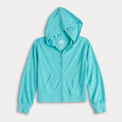 Lucky Brand Girls' Full Zip Sherpa Fleece Hoodie, Blue, XS 5/6