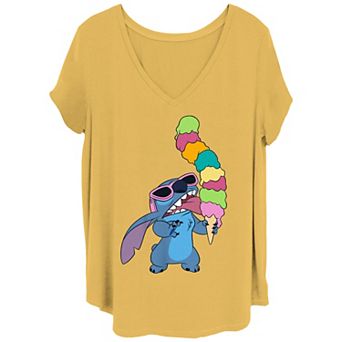 Disney's Lilo & Stitch Juniors' Big Ice Cream Cone V Neck Tee