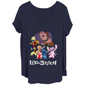 Disney's Lilo & Stitch Juniors' Family Photo V Neck Tee