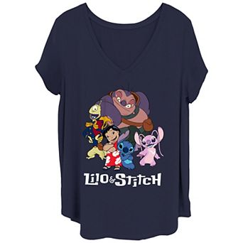 Disney's Lilo & Stitch Juniors' Family Photo V Neck Tee
