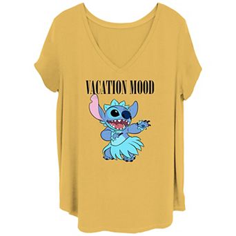 Disney's Lilo & Stitch Juniors' Vacation Mood Stitch V Neck Tee