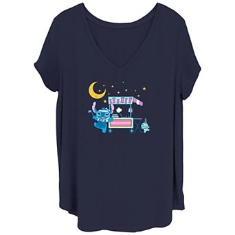 Disney's Lilo & Stitch Juniors' Food Cart Vendor Stitch V Neck Tee