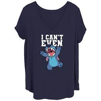 Disney's Lilo & Stitch Juniors' I Can't Even V Neck Tee