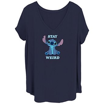 Disney's Lilo & Stitch Juniors' Plus Size Stay Weird Stitch Graphic Tee