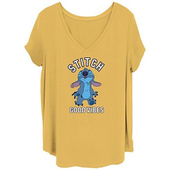 Disney's Lilo & Stitch Juniors' Good Vibes Mode V Neck Tee