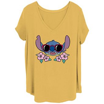 Disney's Lilo & Stitch Juniors' Sunglass Wearing Stitch V Neck Tee