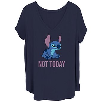 Disney's Lilo & Stitch Juniors' Not Today Stitch V Neck Tee