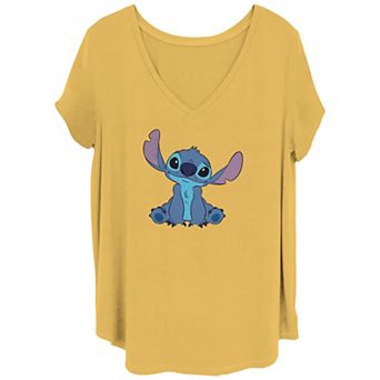 Disney's Lilo & Stitch Juniors' Hopeful & Happy Stitch V Neck Tee