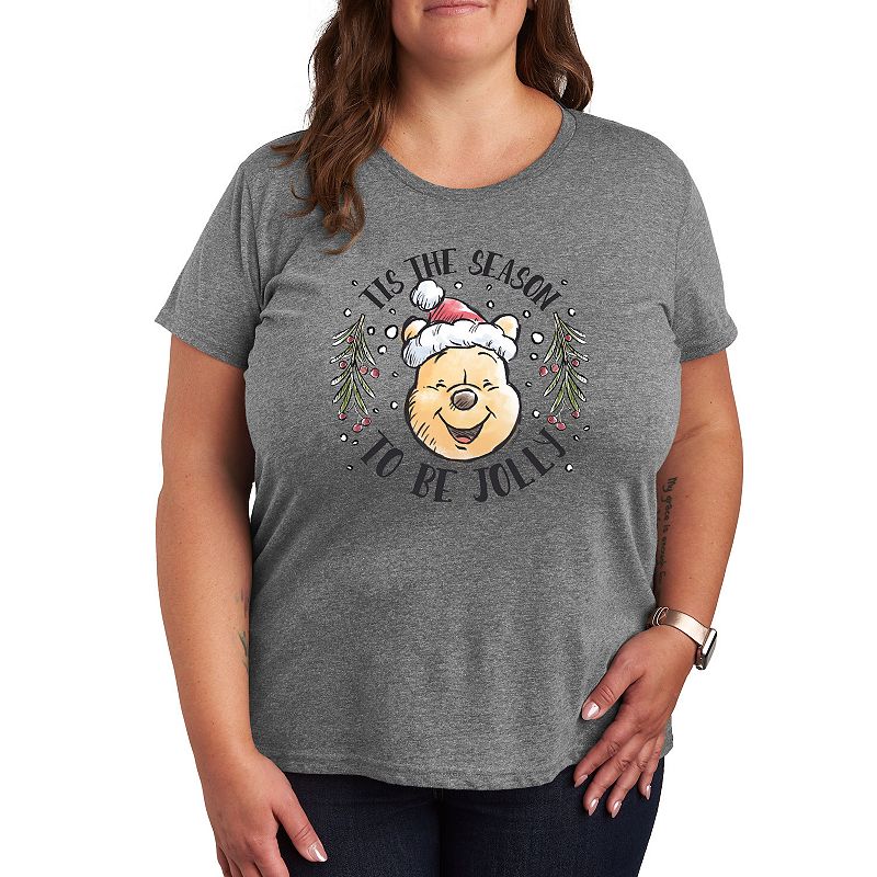 Disney's Winnie The Pooh Plus Jolly Graphic Tee, Girl's, Size: 1XL, Grey Gray