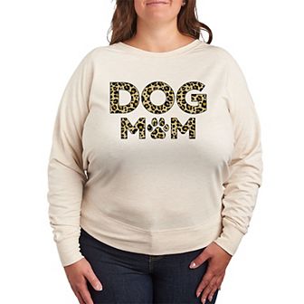 Plus Size Dog Mom Leopard French Terry Long Sleeve Tee