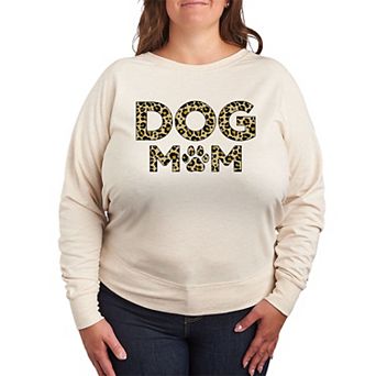 Plus Size Dog Mom Leopard French Terry Long Sleeve Tee