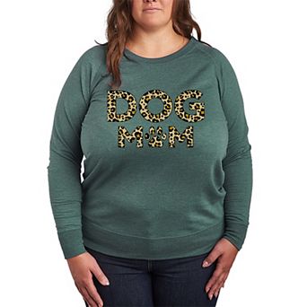 Plus Size Dog Mom Leopard French Terry Long Sleeve Tee