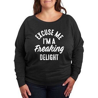 Plus Size A Freaking Delight French Terry Long Sleeve Tee
