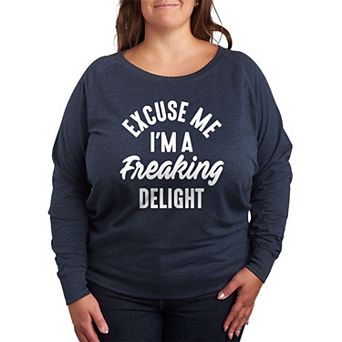 Plus Size A Freaking Delight French Terry Long Sleeve Tee