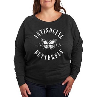 Plus Size Antisocial Butterfly French Terry Long Sleeve Tee