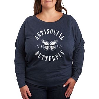 Plus Size Antisocial Butterfly French Terry Long Sleeve Tee