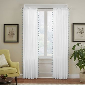 Elrene Home Fashions Bianca Semi-Sheer Window Curtain with Tassels