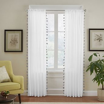 Elrene Home Fashions Bianca Semi-Sheer Window Curtain with Tassels