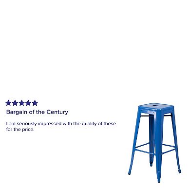 Merrick Lane Newark Series Backless Metal Stool with Square Seat for Indoor-Outdoor Use