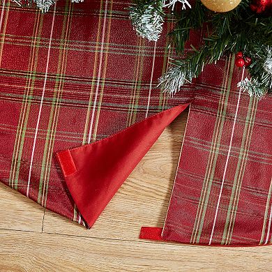 Elrene Home Fashions Shimmering Plaid Holiday Round Tree Skirt, 48"X48"