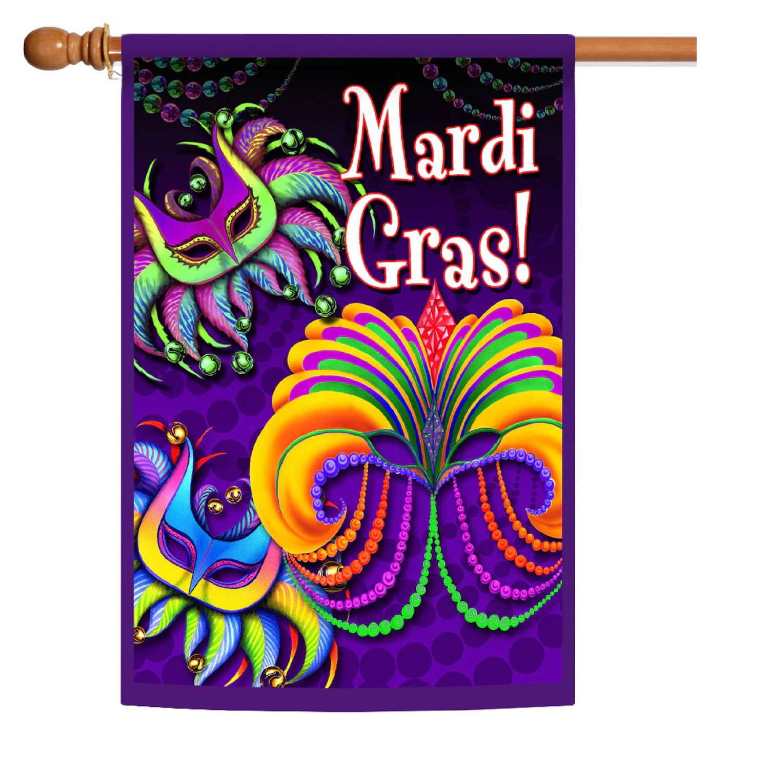 Mardi Gras Feathers and Masks Outdoor House Flag 40 x 28