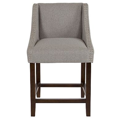 Merrick Lane Taylorsville 24 Inch Counter Height Stool with Nailhead Trim