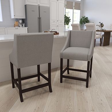 Merrick Lane Taylorsville 24 Inch Counter Height Stool with Nailhead Trim